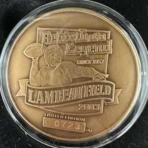 LAMBEAU FIELD Green Bay Packers Highland Mint Solid Bronze Medallion LIMITED